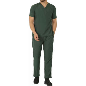 Ensemble d'uniformes de gommage d'hôpital pour hommes sur mesure de haute qualité pantalon et chemise tissés solides pour les soins infirmiers - Product Image 1