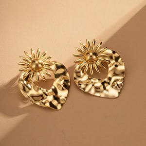 Pendientes colgantes de acero inoxidable 304 chapados en oro de 18 quilates estilo IG, pendientes irregulares de fresa de Color sólido básico, accesorio de moda - Product Image 3