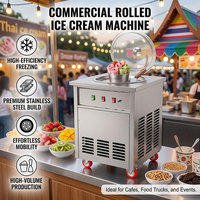Gefrituurde IJsrolmachine 220V/110V Commerciële Enkelvoudige Pan Gerolde IJsmachine RVS voor Café Bar Foodtruck