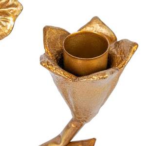 เชิงเทียนเหล็กที่มีดอกไม้และนกถือ2 tapers ทอง - Product Image 4