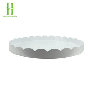 Vendeur vedette, plateau OEM de haute qualité, finition laquée mate brillante, bord festonné bleu marine, plateau de service en laque festonnée OEM, plateaux alimentaires - Product Image 5