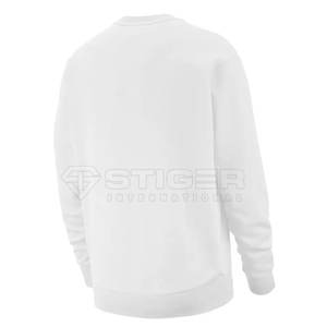 Sudadera de Cuello Redondo de Alta Calidad OEM, de Algodón/Poliéster, para Hombre, Color Blanco Sólido, Teñido Liso, Resistente al Viento, Transpirable y Ecológica - Product Image 3