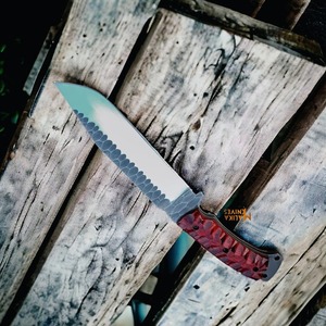 Coltello da caccia forgiato a mano in acciaio D2 con manico G10 per il regalo di coltello da caccia in campeggio all'aperto per tuo padre.