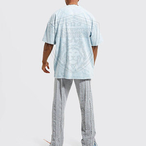 Camisetas de hombre de lavado ácido de color sólido para ropa informal de verano 100% algodón hecho en Pakistán - Product Image 4