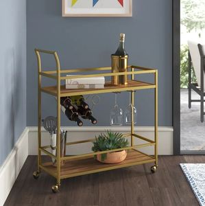 Chariot de bar à vin en fer doré de qualité supérieure pour la restauration à domicile hôtel restaurant cuisine chariot de service porte-verres à vin - Product Image 6