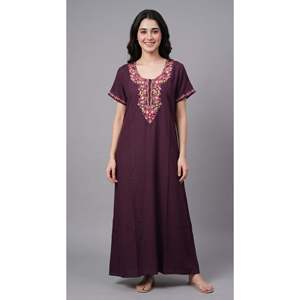 Women's Designer Floral Kashmiri Embroidered Maxi Nightgown-Premium Bizzy Lizzy Fabric Soft Breathable <b>Long</b> <b>Nighty</b> - Product Image 5