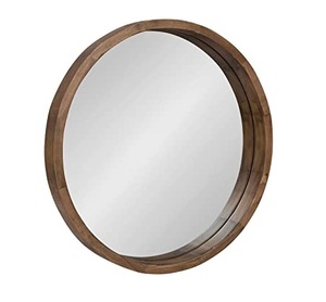 Espejo de pared redondo con marco de madera, hecho a mano, de alta calidad, para decoración de pared del hogar - Product Image 1