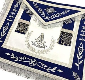 Delantal de cuero Masonic Regalia, delantales de masón bordados con Tessal para oficiales de Master Mason, servicio OEM/ODM, decoración de encaje - Product Image 2