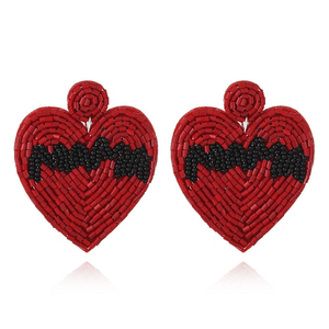 Bohemian Female <b>Silver</b> Jewelry Hand-Woven Glass Seed Bead <b>Earrings</b> <b>Heart</b> Shape On-Trend Drop <b>Earrings</b> Weddings Parties Gift - Product Image 4