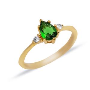 Emerald CZ Pear <b>Drop</b> Design Jewelry 925 Sterling Silver Ring Wholesale 925 Sterling Silver Jewelry - Product Image 1
