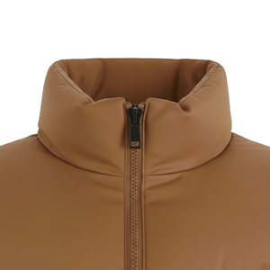 Chaqueta Acolchada de Invierno para Hombre, Estilo Urbano, Color Marrón, con Cuello Alto, Cálida, Ligera, Rellena de Algodón - Product Image 4