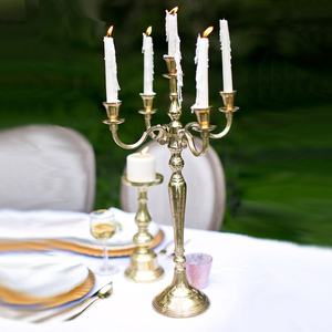 Nouveauté : élégant chandelier en aluminium artisanal argenté à 5 bras pour centre de table de mariage, décoration de la maison - Product Image 5