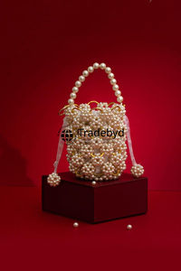 Beautiful pearl <b>clutch</b> for <b>bridesmaids</b> weddings and fashion events handmade purse for women by Tradebyd - Product Image 3