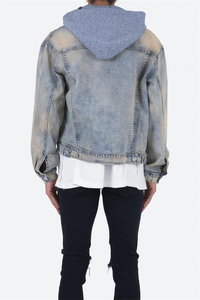 Chaqueta vaquera personalizada para hombre, chaqueta vaquera rasgada con bordado estampado - Product Image 6