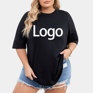 Venta al por mayor de camisetas de algodón de gran tamaño de las mujeres personalizadas de alta calidad de talla grande para Europa América verano estilo casual logotipo añadido - Product Image 6