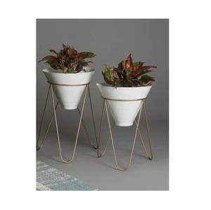 เครื่องปลูกต้นไม้โลหะทำมือแบบโบราณสำหรับตกแต่งบ้านอุปกรณ์ปลูกต้นไม้งานแฮนด์เมดดีไซน์ใหม่จากอินเดีย - Product Image 3