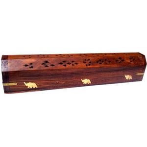Elegante Caja de Madera Religiosa con Incrustaciones de Elefantes para Incienso, con Tapa Tallada en Jali, Ecológica y Duradera para una Liberación de Humo Suave - Product Image 1