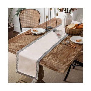 New Arrival Classic High Quality Embroidered <b>Table</b> Decoration Clear Trendy 100% Organic Cotton Helpful Edge Bind <b>Table</b> <b>Runners</b> - Product Image 3