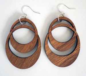 Premium Quality Unique Design Oval Type Wooden Drop Earrings <b>Fashion</b> <b>Accessory</b> - Product Image 2