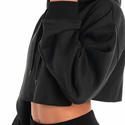 Diseño profesional 100% algodón tejido de punto Crop Top Sudadera con capucha transpirable pulóver sudadera parte delantera trasera Casual para primavera mejor - Product Image 6