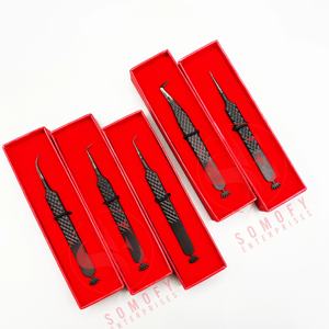 Pinzas de Precisión para Pestañas Somofy Enterprises, Profesionales, Hechas en Japón, de Acero Inoxidable, 10 mm, Duraderas, con Punta Negra Mate - Product Image 2