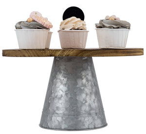 Décoration de mariage gâteau et doux support de service avec plateau en bois supérieur et base galvanisée pour la célébration d'anniversaire de Noël - Product Image 5