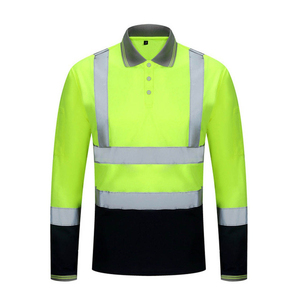 T-shirt de sécurité unisexe en polyester réfléchissant haute visibilité bleu marine à manches longues pour travaux de construction avec réflecteur en forme de flèche - Product Image 4