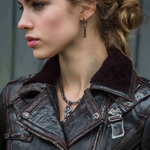 Chaqueta de Cuero PU para Mujer, Estilo Urbano, OEM, Cuello Camisero, Chaqueta de Cuero Genuino para Motociclista - Product Image 5