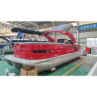 Bateau ponton tritoon en aluminium sur mesure de 24 pieds avec tour de wakeboard, idéal pour les fêtes de famille de luxe, moteur hors-bord 150 CV, certifié CE, pour croisière sur lac