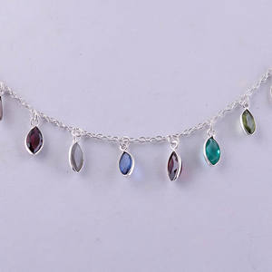 Collar Marquesa de diseño clásico de Plata de Ley 925 para mujer, joyería de lujo con piedras preciosas mixtas, regalo de boda perfecto - Product Image 3
