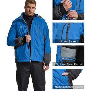 Chaqueta de invierno para exteriores personalizada para hombre para senderismo impermeable con cuello levantado rompevientos estilo informal fabricado por fabricante personalizado - Product Image 4