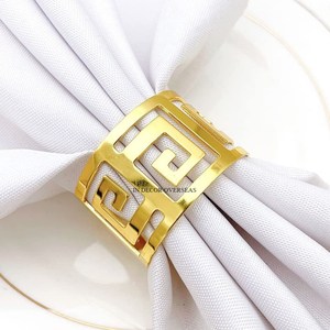 Anillo para Servilletas de Alta Calidad, Chapado en Oro, Diseño Atractivo, Hecho en Metal, Accesorios de Decoración para Mesa de Boda, de la India - Product Image 1