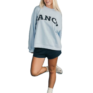 Sweat-shirt à col montant réversible pour femme, imprimé personnalisé sur le devant, en polaire, à manches longues, surdimensionné, écologique, pour l'hiver - Product Image 1