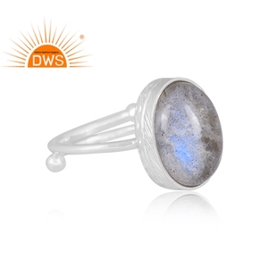 Hot Selling Fine Sterling Silver Natural Doublet Labradorite <b>Crystal</b> Gemstone Stackable <b>Ring</b> Custom Jewelry Manufacturer - Product Image 3