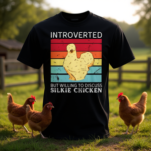 T-shirt vintage « Introverti mais prêt à discuter » avec motif poulet Silkie - Product Image 3