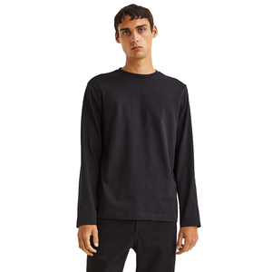 Camiseta básica de algodón 230 Gsm más vendida para hombre, Color negro con mangas completas, tejido de punto disponible en diferentes tamaños y colores - Product Image 1