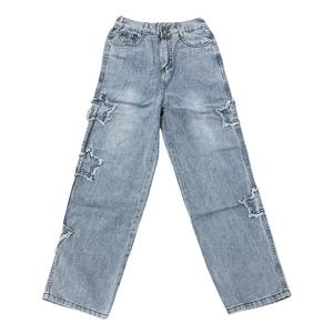 Nouveau jean décontracté droit pour homme de style gothique, broderie étoile, jambe large, coupe mi-lâche, mode hip-hop, streetwear pour jeunes, pantalon en denim - Product Image 4