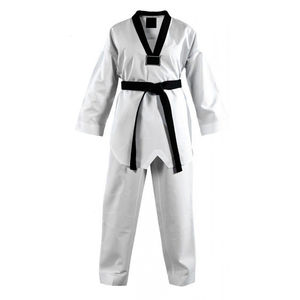 Último Diseño, Uniforme de Taekwondo con Cuello en V, Color Azul, Cinturón Negro Aprobado, Material Elástico y Duradero, Conjuntos de Ropa de Taekwondo - Product Image 5
