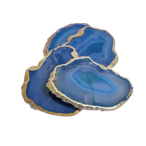 Classic Style Tableware Accessories <b>Agate</b> <b>Coaster</b> with Gold Electroplated Slice Stylish Vintage High Quality Wholesale Price - Product Image 2
