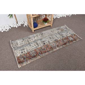 Alfombra Turca Vintage de 190 x 430 cm, Diseño de Parches Beige y Naranja, Estilo Clásico, Lana y Látex Ecológicos, Pelo Mediano, para Dormitorio o Pasillo - Product Image 2