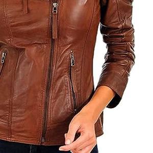 Chaqueta de cuero para mujer de alta calidad de nuevo diseño clásico 2025, cuello levantado con cierre de cremallera, algodón relleno transpirable a prueba de viento - Product Image 2