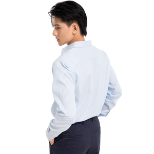 เสื้อเชิ้ตลำลองแขนยาวกันยับสำหรับผู้ชายเสื้อเชิ้ตพิมพ์ลายทางโพลีเอสเตอร์/ ผ้าฝ้ายทำจากเวียดนามสวมใส่ทุกวัน - Product Image 3