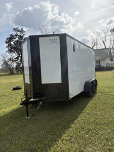 Titanium White 7-14 Enclosed <b>Cargo</b> <b>Trailer</b> with Extra Height & Blackout Package Europe Style 2001-3000kg Payload - Product Image 2