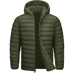 Chaqueta Universitaria Ligera de Lona para Hombre, con Capucha, Impermeable, Cortavientos, Acolchada, Forrada, Abrigo de Invierno con Logotipo Frontal - Product Image 1