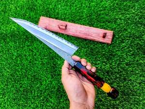 Cuchillo de chef hecho a mano de acero al carbono con mango de resina epoxi, cuchillos de cocina para aniversario y regalos de Navidad - Product Image 4