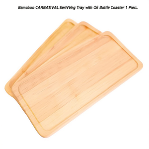 Bamboo Rectangular Serving <b>Tray</b> with Oil Bottle Coaster 1 Piece - Product Image 3