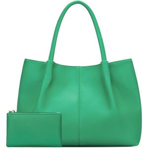 Ensemble de sacs à main haut de gamme pour femmes en cuir de vache véritable, comprenant un grand sac fourre-tout et une pochette à cosmétiques amovible - Product Image 4