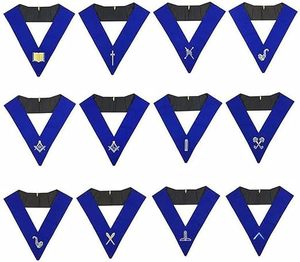 Blue Lodge Officers Collar Juego de 12 Collares bordados a máquina Collar Delantal y estuche Royal Arch Collar vestido completo - Product Image 3