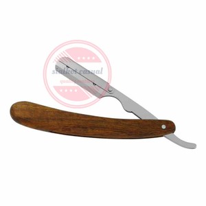 มีดโกนหนวดด้ามจับทำจากไม้มีดโกนสำหรับร้านตัดผมมีความปลอดภัยระดับมืออาชีพทำจากสแตนเลส - Product Image 5