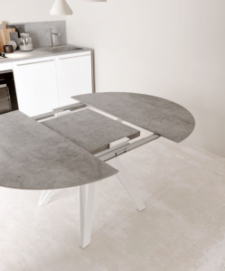 Table extensible moderne ronde à ovale - Meubles de salle à manger de luxe en céramique et en mélamine - Product Image 1